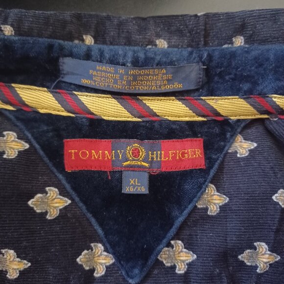 Vintage Tommy Hilfiger Fluer-de-Lis Shirt Men XL Blue Y2K  Corduroy 100% Cotton - Picture 6 of 6